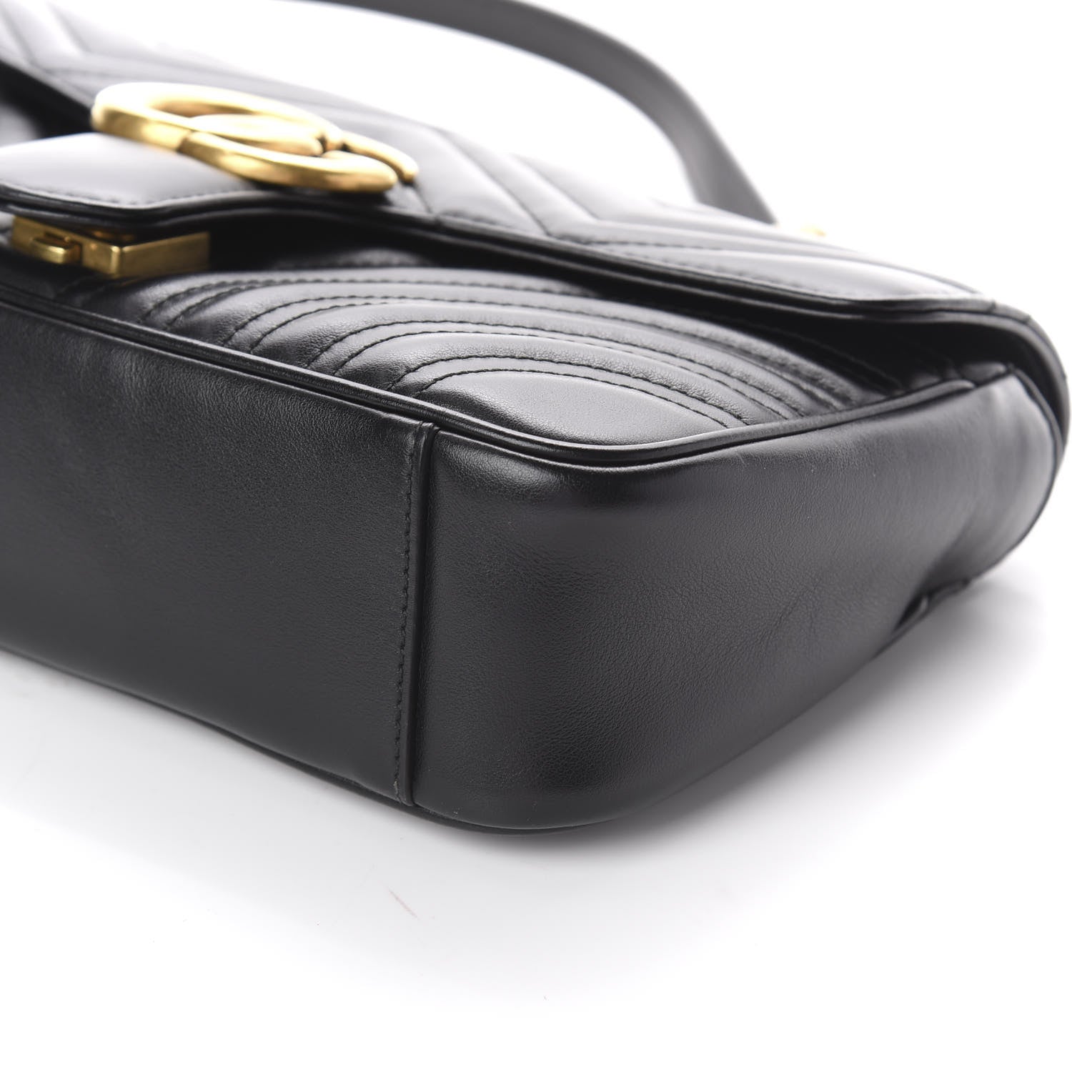 Gucci Calfskin Matelasse Small GG Marmont Shoulder Bag Black 5 of 7