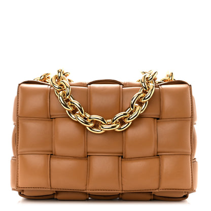 Bottega Veneta Lambskin Maxi Intreccio Padded Chain Cassette Crossbody Bag Caramel 1 of 10