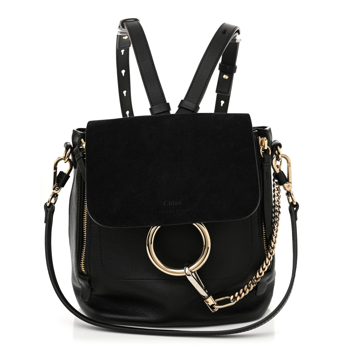 Chloe Suede Calfskin Small Faye Backpack Black 1 of 11