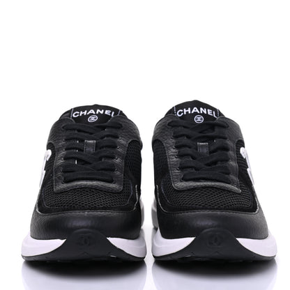 Chanel Calfskin Mesh Lycra Suede Womens Logo Sneakers 36 Black 2 of 9