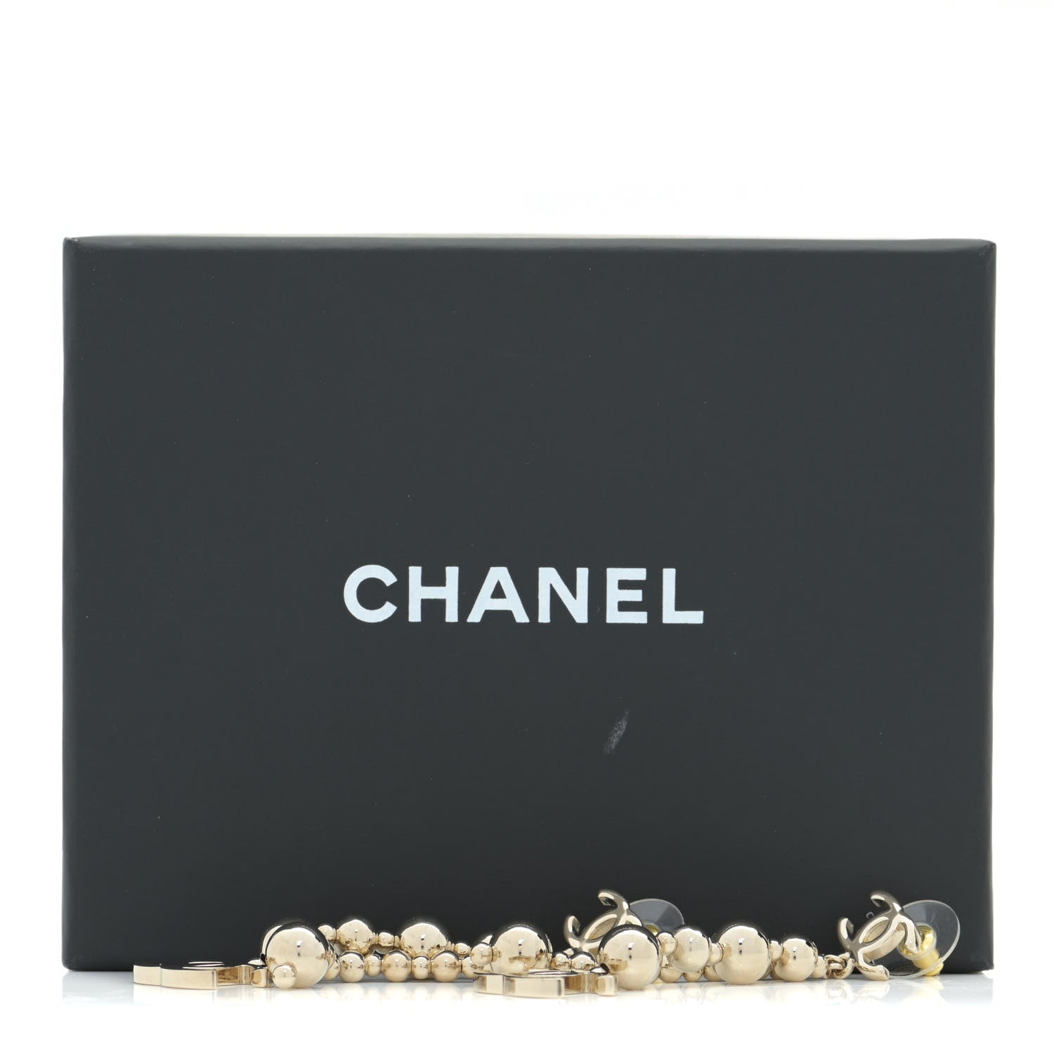 Chanel Metal CC Bead Drop Earrings Gold 5 of 5