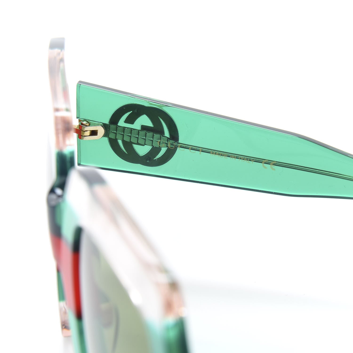 Gucci Square Web Frame GG0178S Sunglasses Green Red 5 of 8