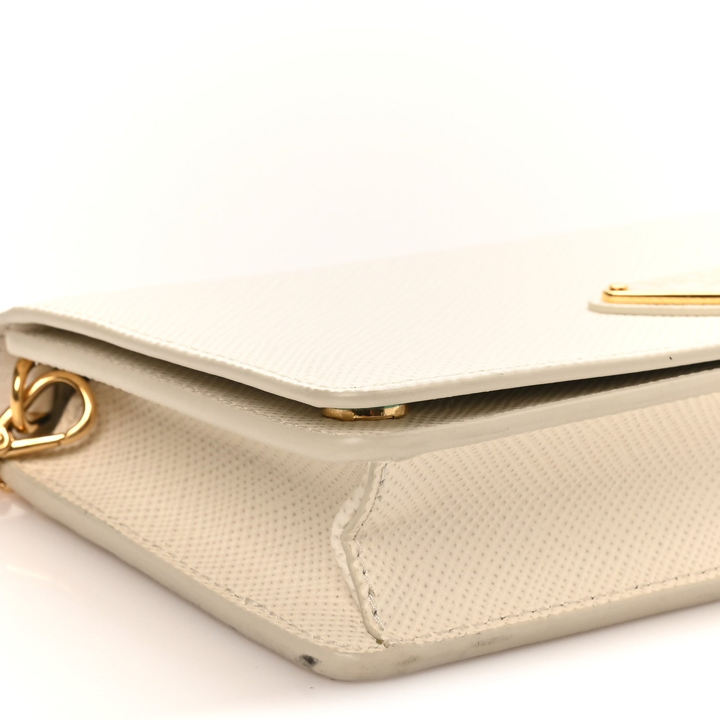 Saffiano Cuir Triangle Logo Miniborse White