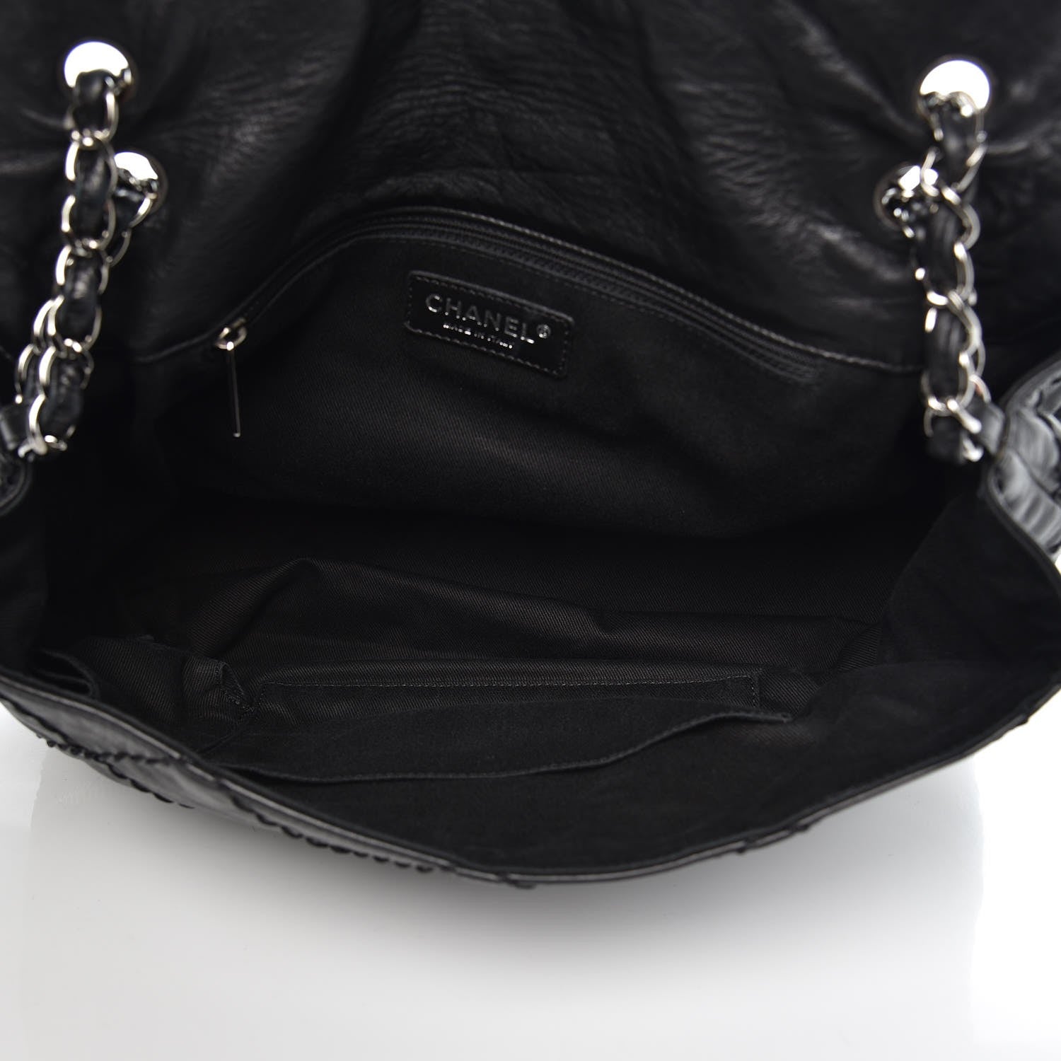 Chanel Calfskin Stitched Large Expandable Flap Bag Black 5 of 10