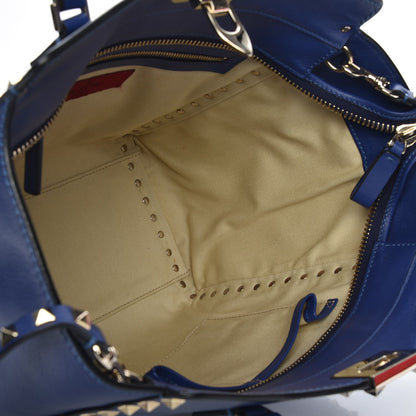 Valentino Garavani Vitello Rockstud Double Handle Tote Blu Delft 6 of 9
