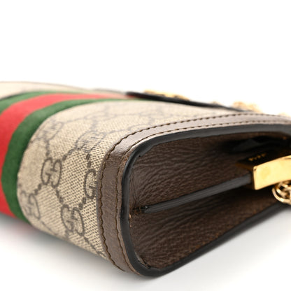 Gucci GG Supreme Monogram Textured Dollar Calfskin Web Mini Ophidia Chain Shoulder Bag Beige Ebony New Acero 11 of 12