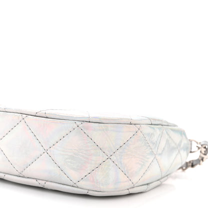 Chanel Iridescent Mirror Goatskin Quilted Clutch With Chain Silver 10 of 12