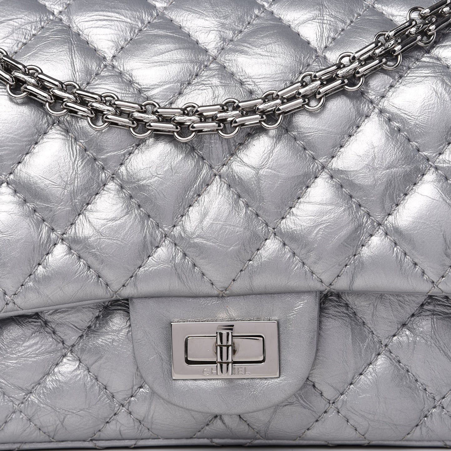 Metallic Aged Calfskin 2.55 Reissue 225 Flap Silver