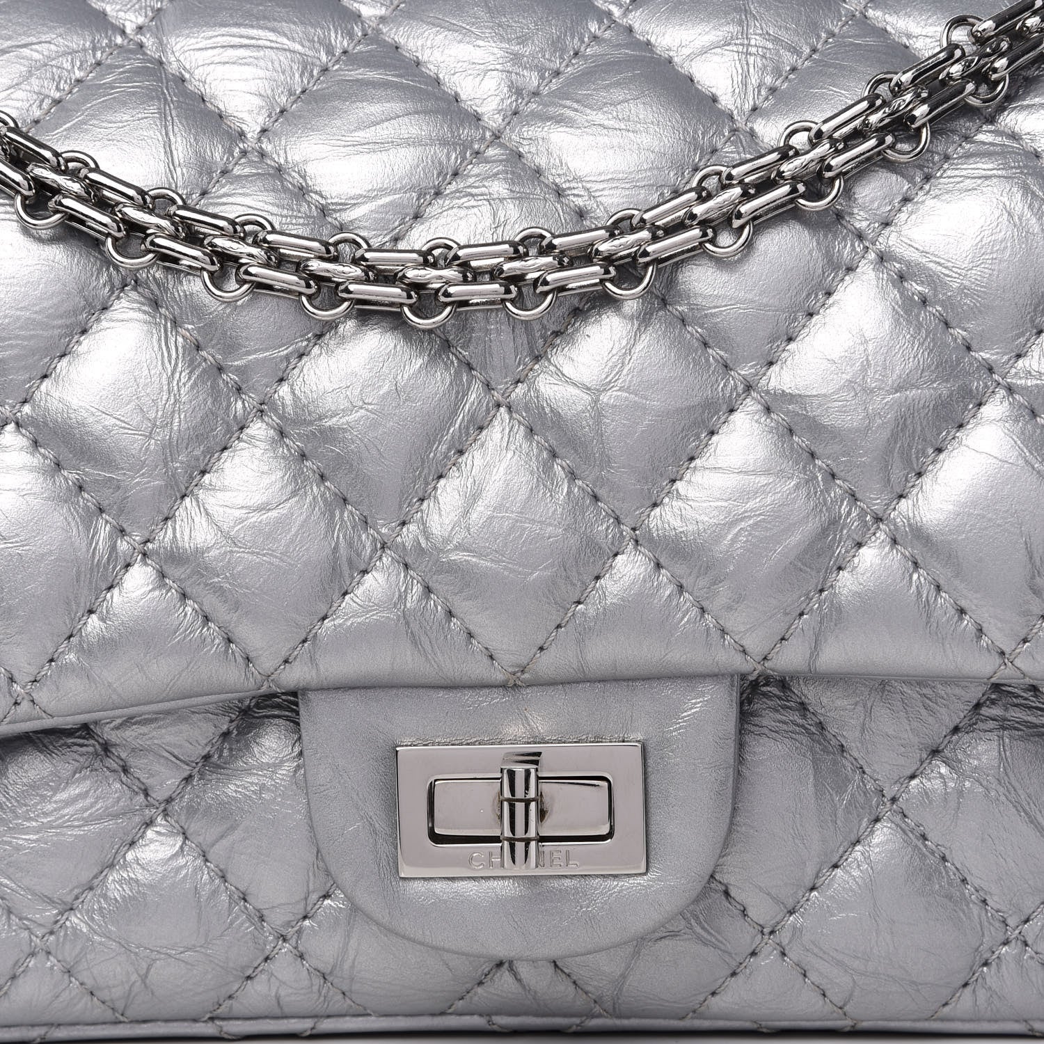 Chanel Metallic Aged Calfskin 2.55 Reissue 225 Flap Silver 8 of 8