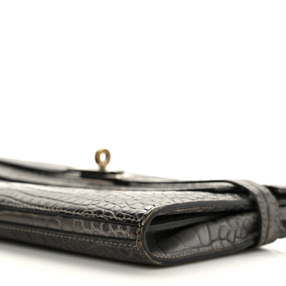 Hermes Matte Alligator Kelly Longue Wallet Graphite 13 of 16