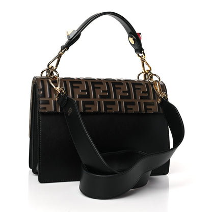 Fendi Vitello Liberty Bi-Color FF 1974 Embossed Kan I Shoulder Bag Black Maya 3 of 9