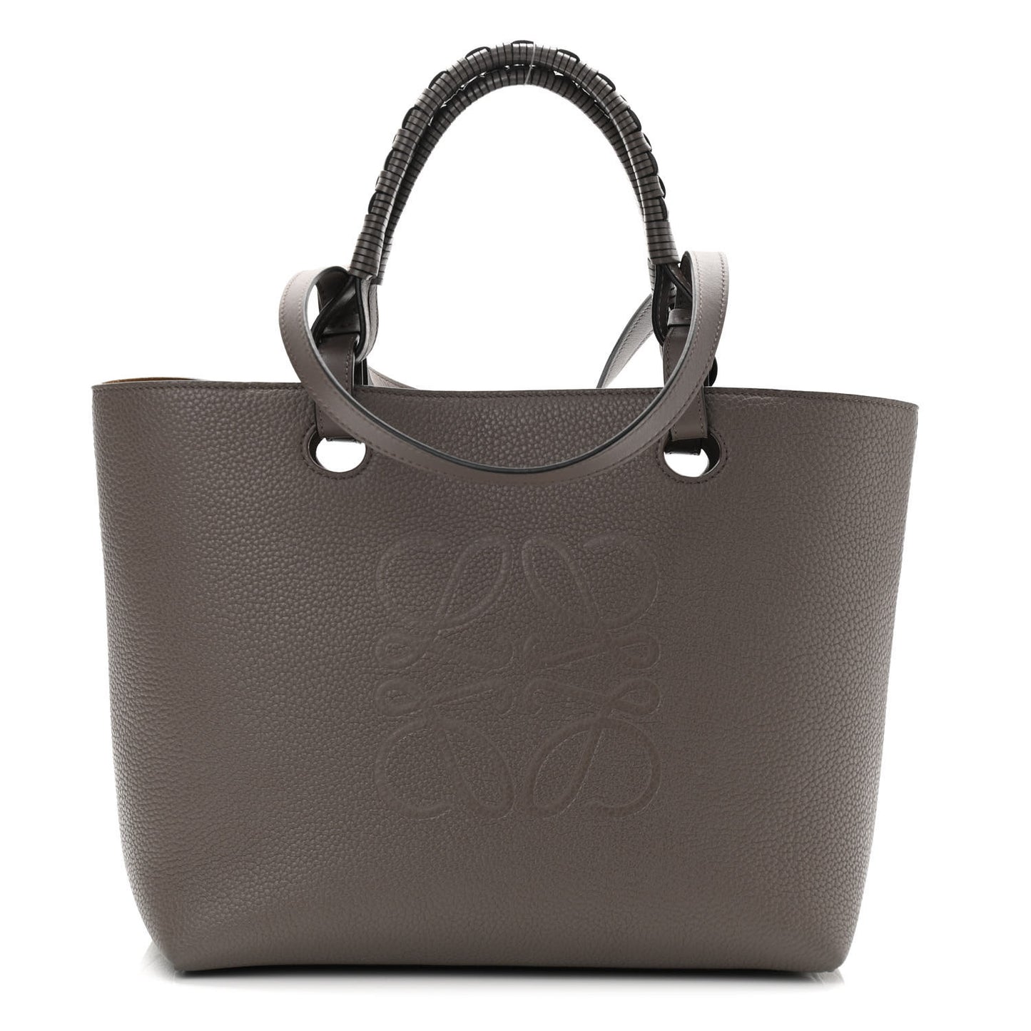 Grained Calfskin Anagram Tote Sand Mink