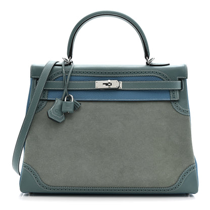 Hermes Veau Doblis Taurillon Clemence Evergrain Ghillies Kelly Retourne 35 Turquoise Ciel 1 of 11