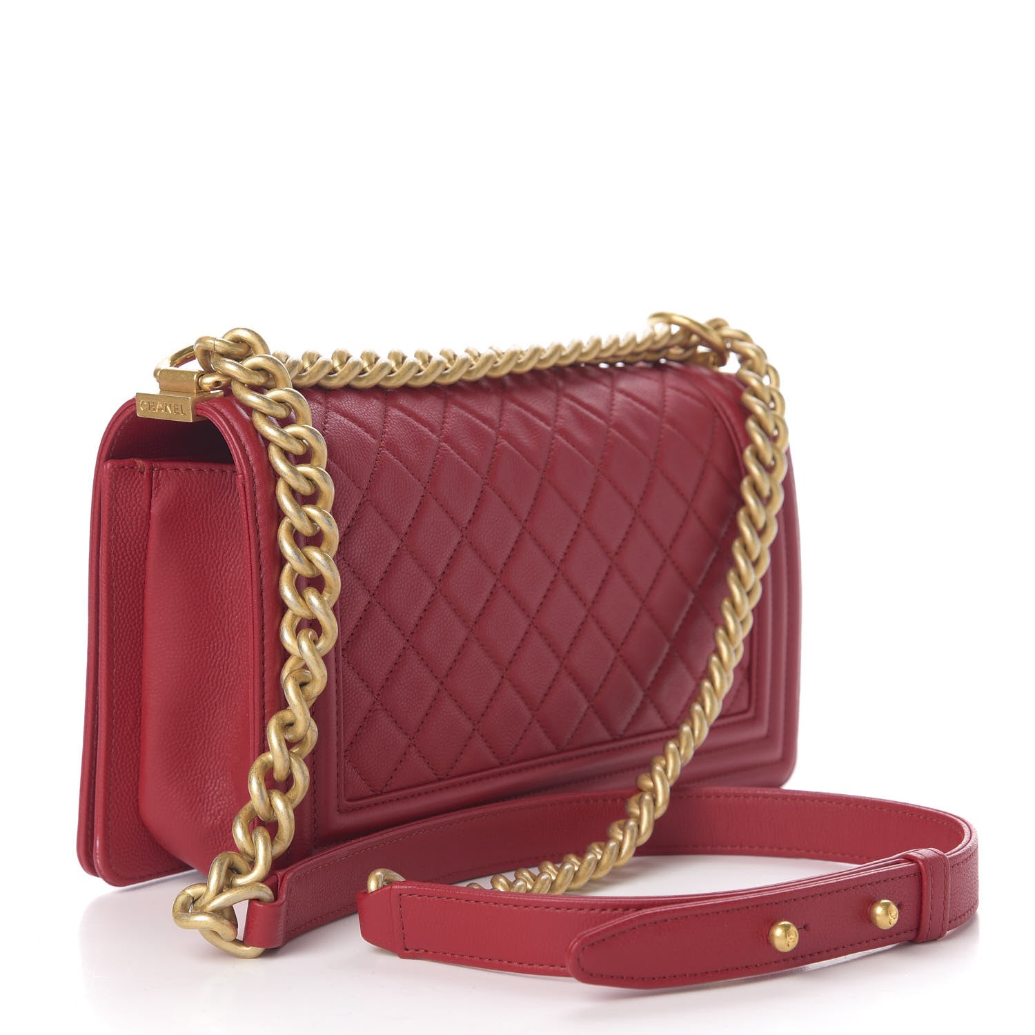 Chanel Caviar Quilted Medium Boy Flap Red 2 of 11