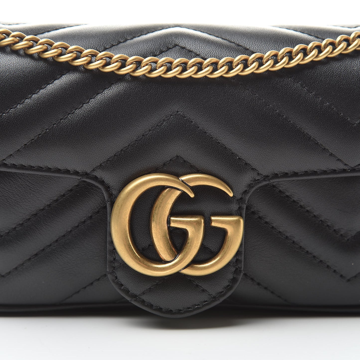 Calfskin Matelasse Super Mini GG Marmont Shoulder Bag Black