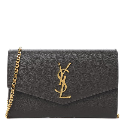 Saint Laurent Grain De Poudre Uptown Chain Wallet Pebble 1 of 10