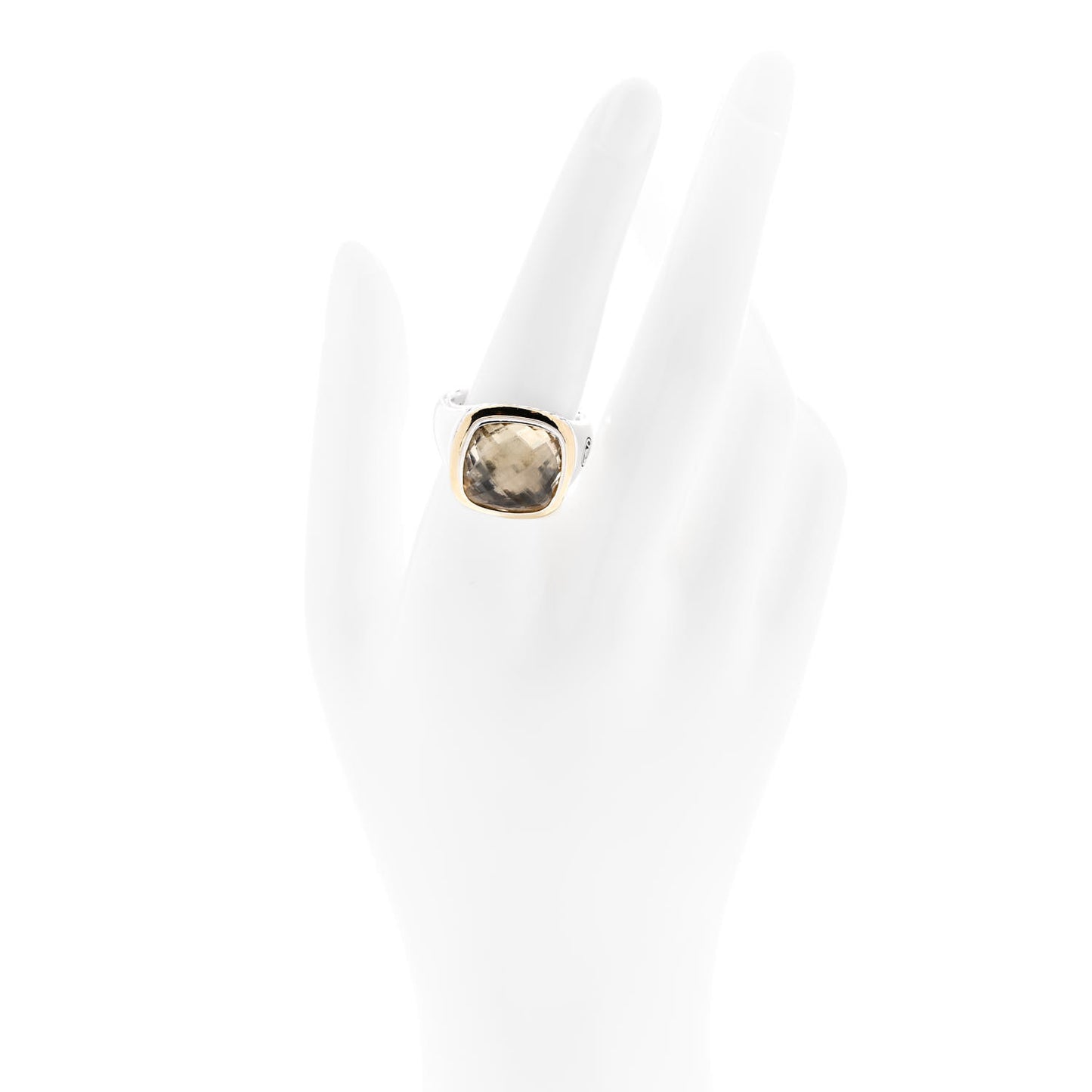 Sterling Silver 18K Yellow Gold Lemon Quartz 14mm Albion Statement Ring 57 8
