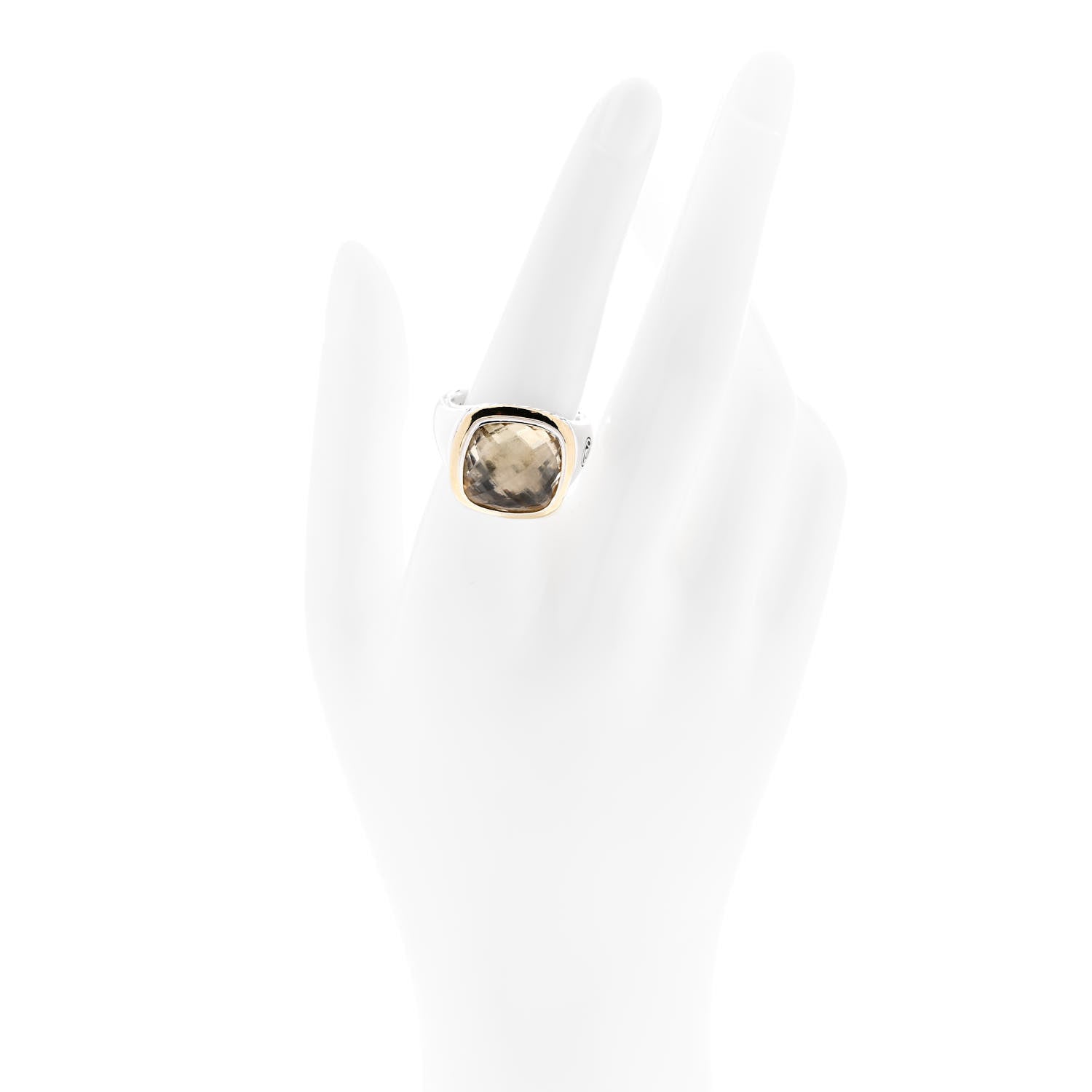 David Yurman Sterling Silver 18K Yellow Gold Lemon Quartz 14mm Albion Statement Ring 57 8 2 of 6