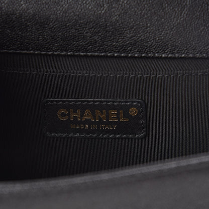 Chanel Caviar Chevron Quilted Medium Boy Flap Black 9 of 10