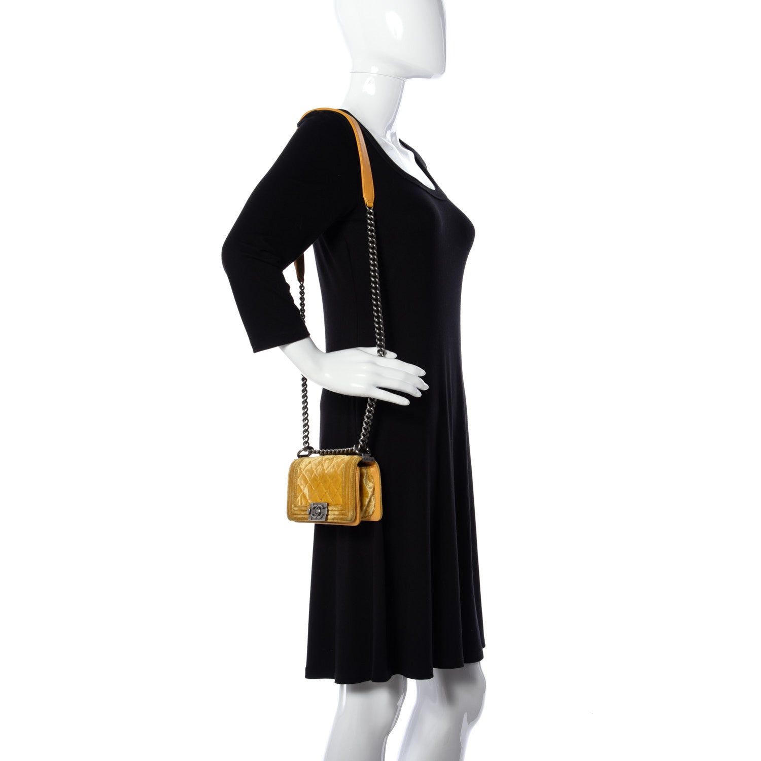 Chanel Velvet Quilted Mini Boy Flap Yellow 2 of 11