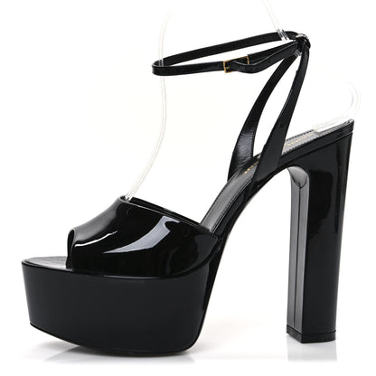 Saint Laurent Patent Jodie 95 Platform Sandals 38.5 Black 1 of 10