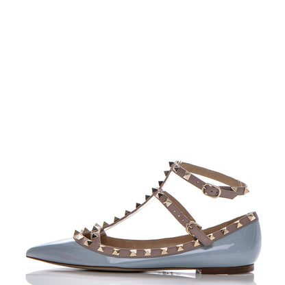 Valentino Garavani Patent Rockstud Cage Ballerina Flats 37 Sky Sorbet Poudre 1 of 8