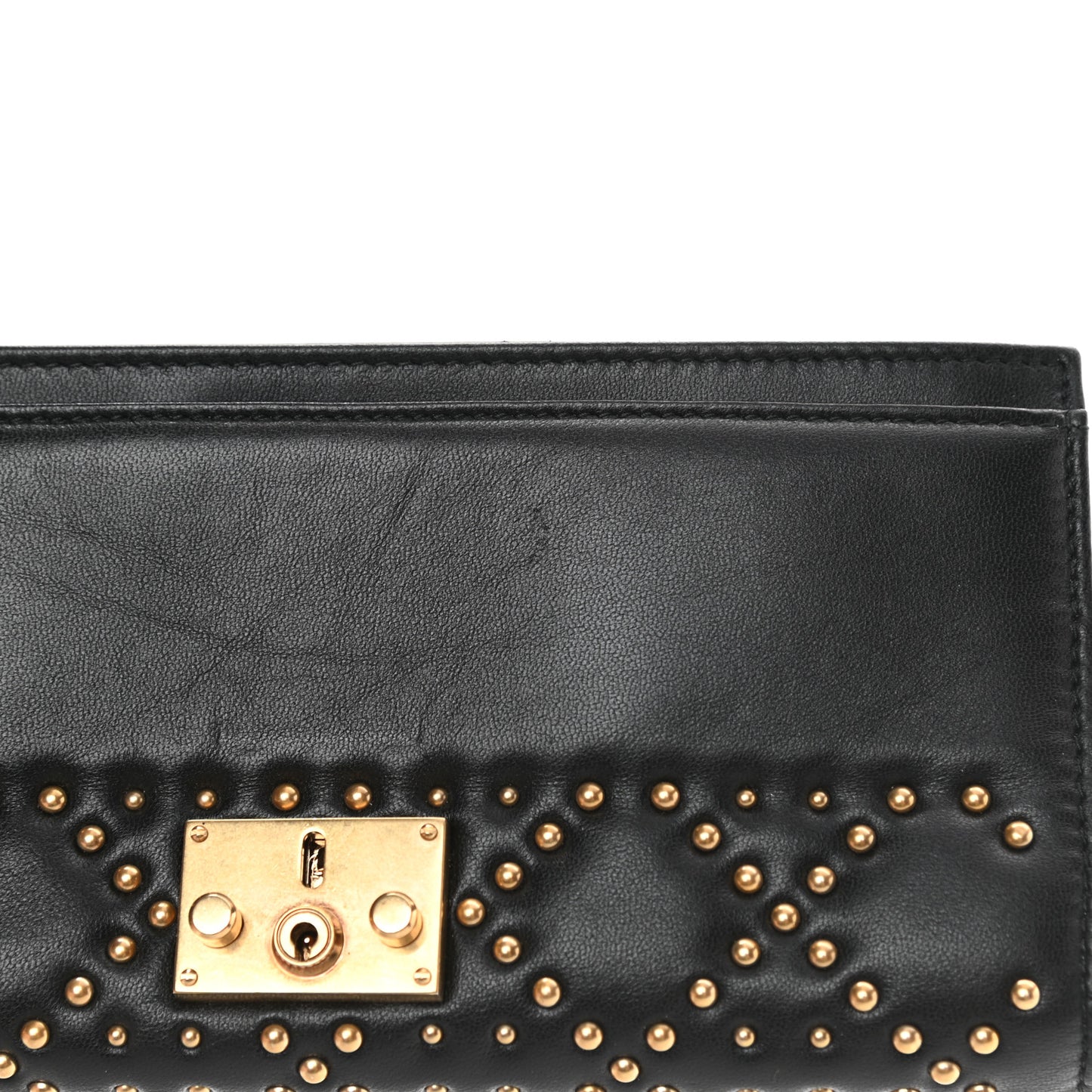 Lambskin Cannage Studded Dioraddict Wallet on Chain Black