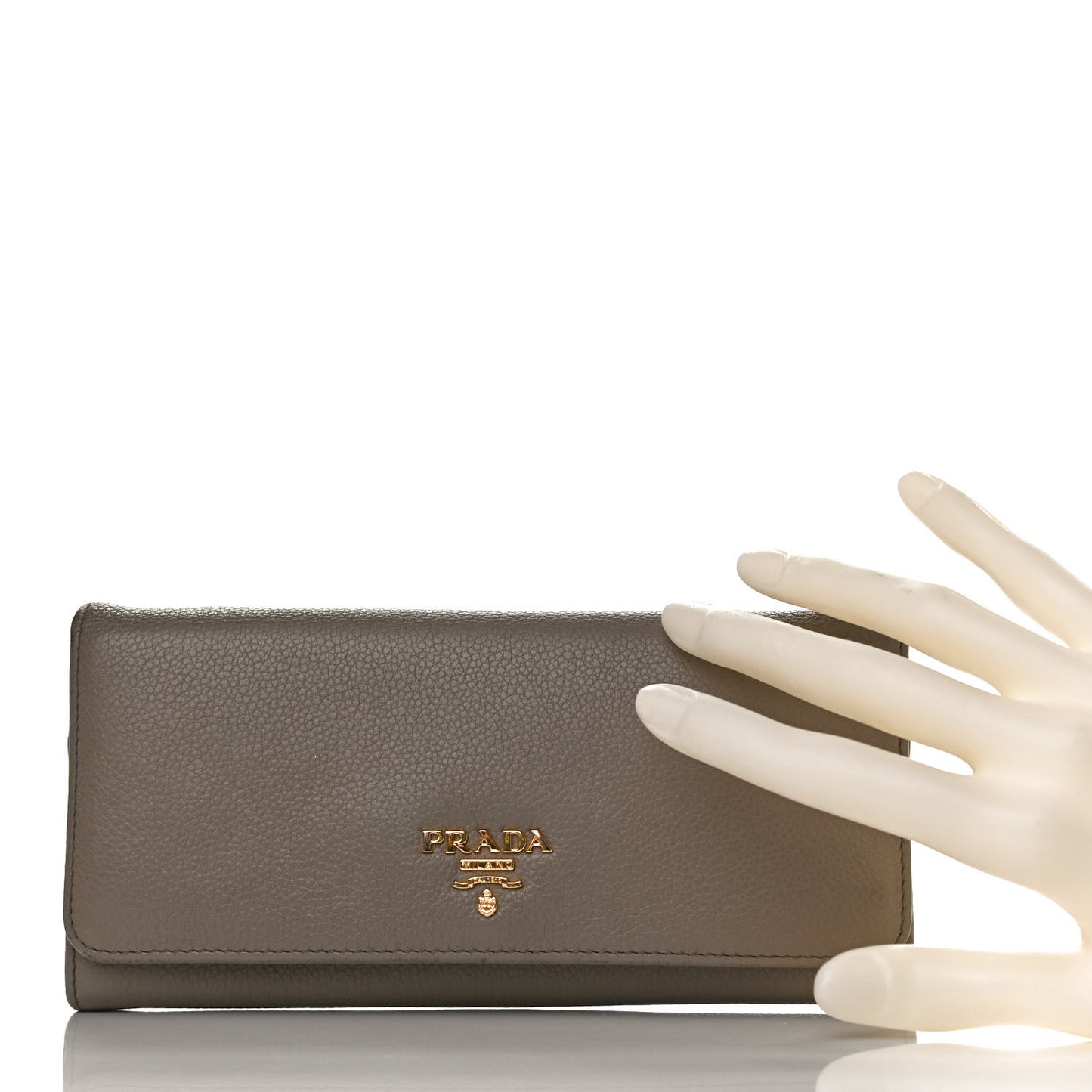 Vitello Daino Metal Continental Flap Wallet Argilla