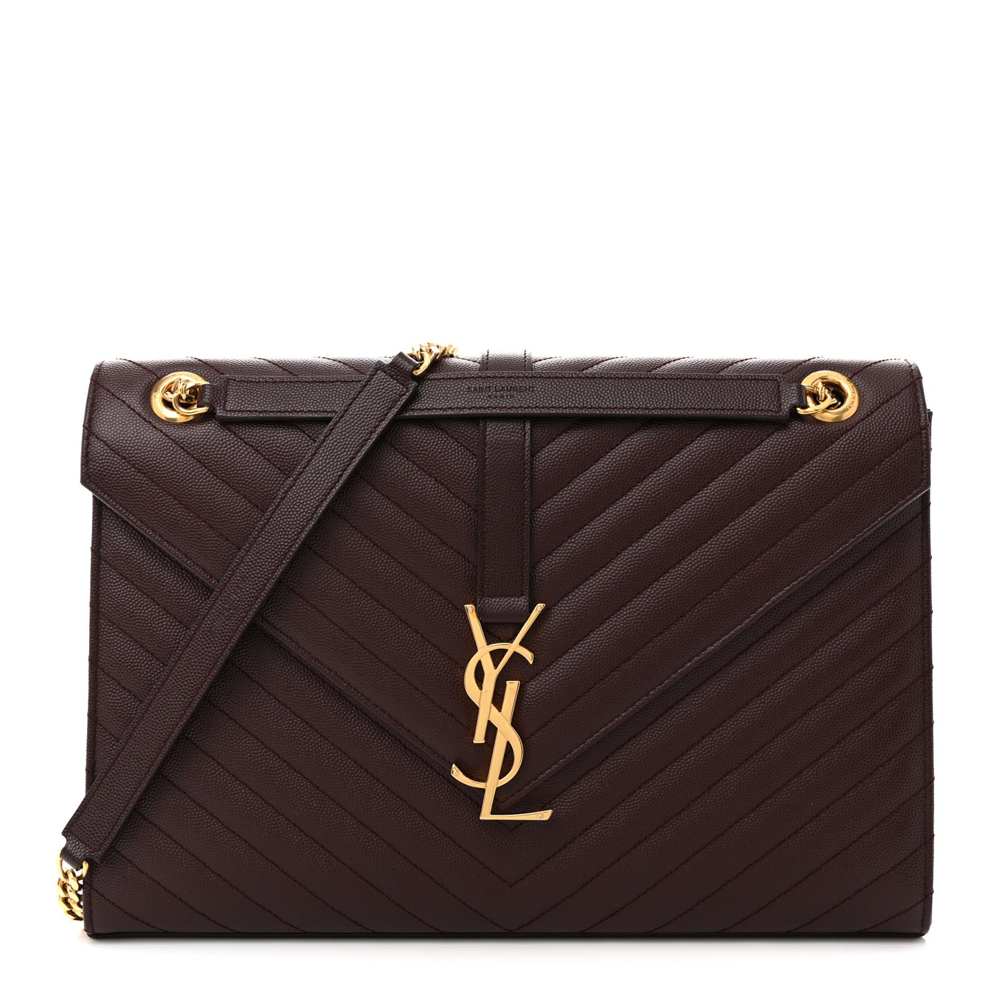 Grain De Poudre Matelasse Chevron Large Monogram Satchel Rouge Legion