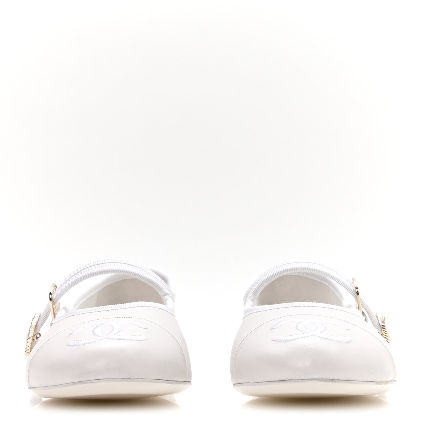 Lambskin Mary Jane Flats 40.5 White