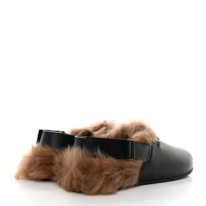 Gucci Calfskin Fur Mens Horsebit River Slingback Slippers 9 Black 4 of 8