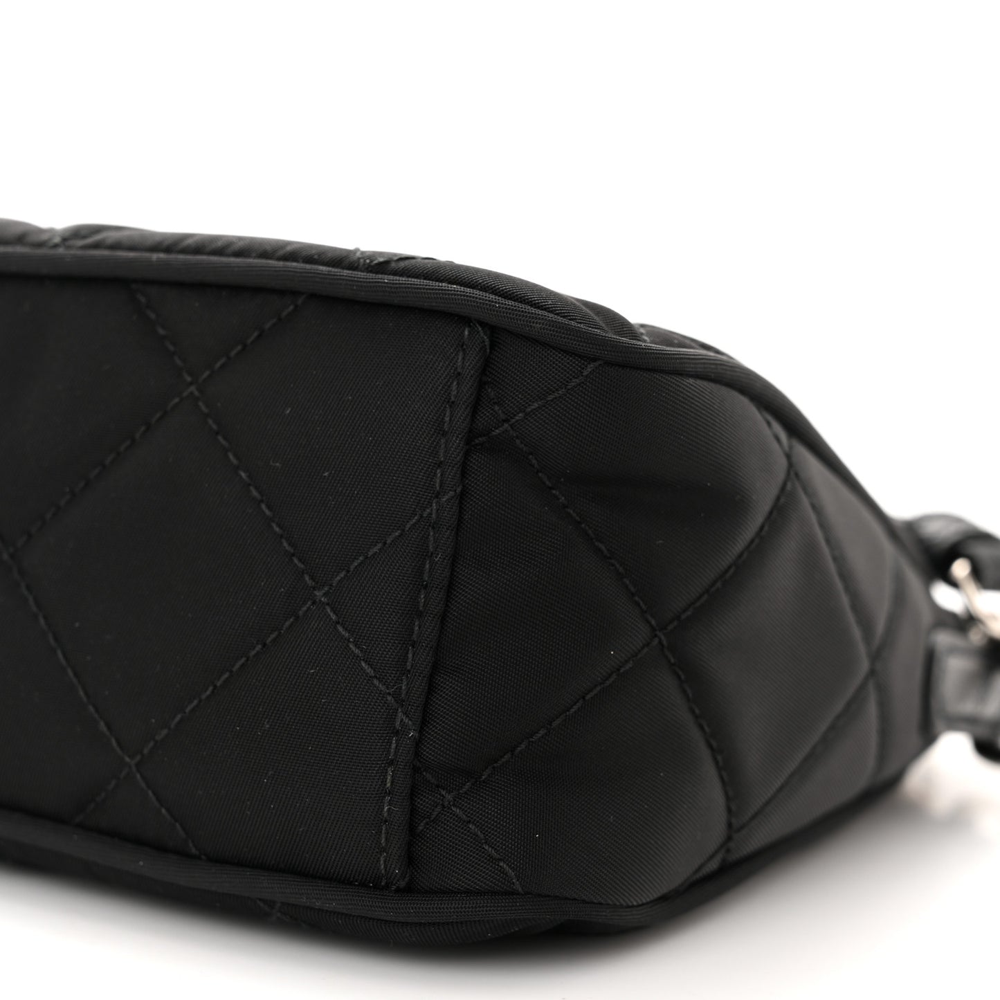 Nylon Tessuto Impuntu Quilted Crossbody Bag Black