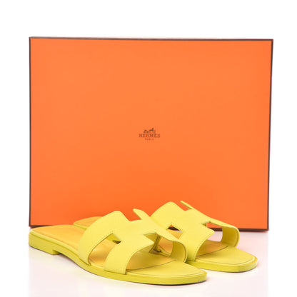 Hermes Epsom Oran Sandals 38 Jaune Pollen 14 of 14