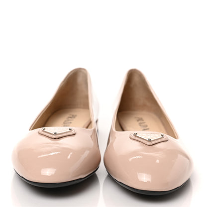 Prada Patent Triangle Ballerina Flats 37.5 Cipria 2 of 8