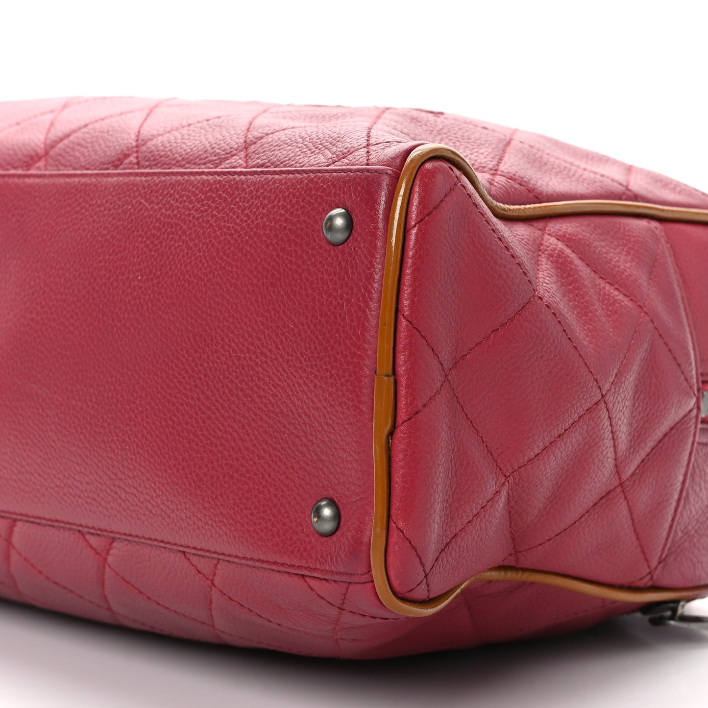 Caviar Patent Quilted Large Bowler Bag Red