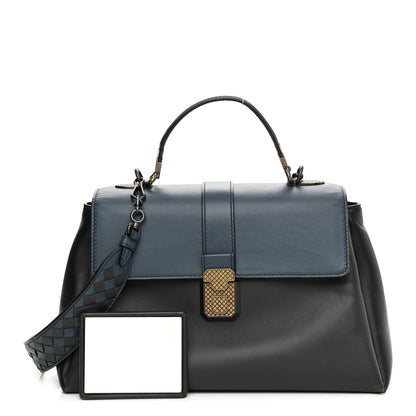Bottega Veneta Nappa Small Bicolor Piazza Bag Ferro Gray Denim 1 of 11