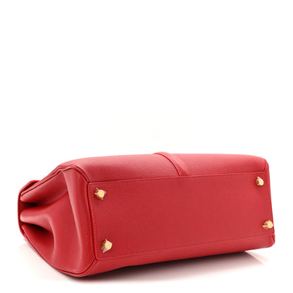 Celine Grained Calfskin Classique 16 Top Handle Bag Red 4 of 10