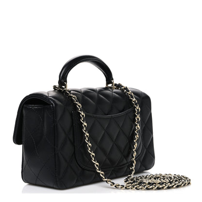 Chanel Lambskin Quilted Mini Top Handle Rectangular Flap Black 3 of 11