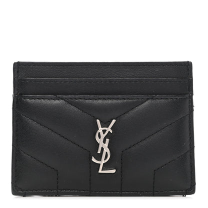 Saint Laurent Calfskin Y Quilted Monogram LouLou Credit Card Case Black 1 of 7