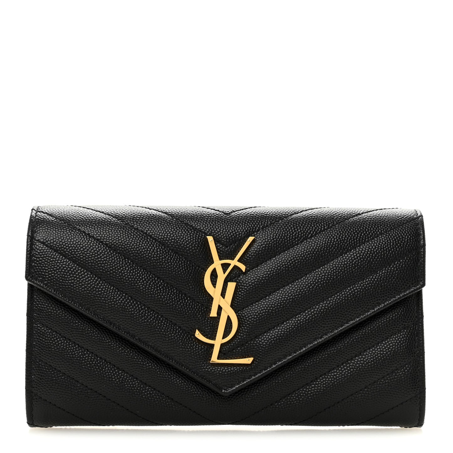 Grain De Poudre Matelasse Chevron Monogram Flap Wallet Black