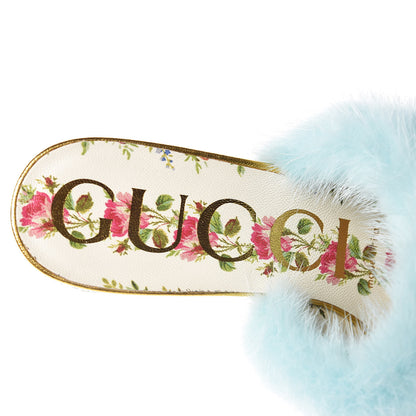 Gucci Mink Nappa Crystal Candy Mules 35.5 Vibrant Turquoise Gold 9 of 10