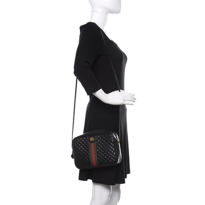 Gucci Calfskin Web Trapuntata Small GG Shoulder Bag Black 2 of 10