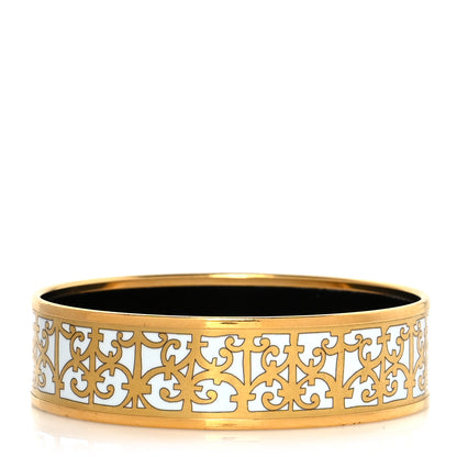 Hermes Enamel Printed Wide Balcons du Guadalquivir Bracelet 62 Gold 1 of 5