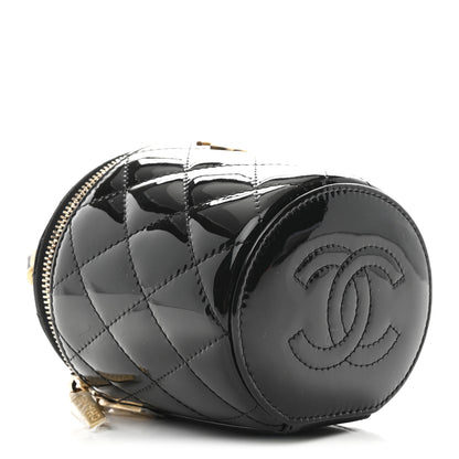Chanel Patent Quilted Afternoon Tea Top Handle Vanity Case With Chain Black 4 of 10