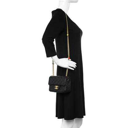 Chanel Lambskin Resin Quilted Mini Pearl Samba Square Flap Black 2 of 11