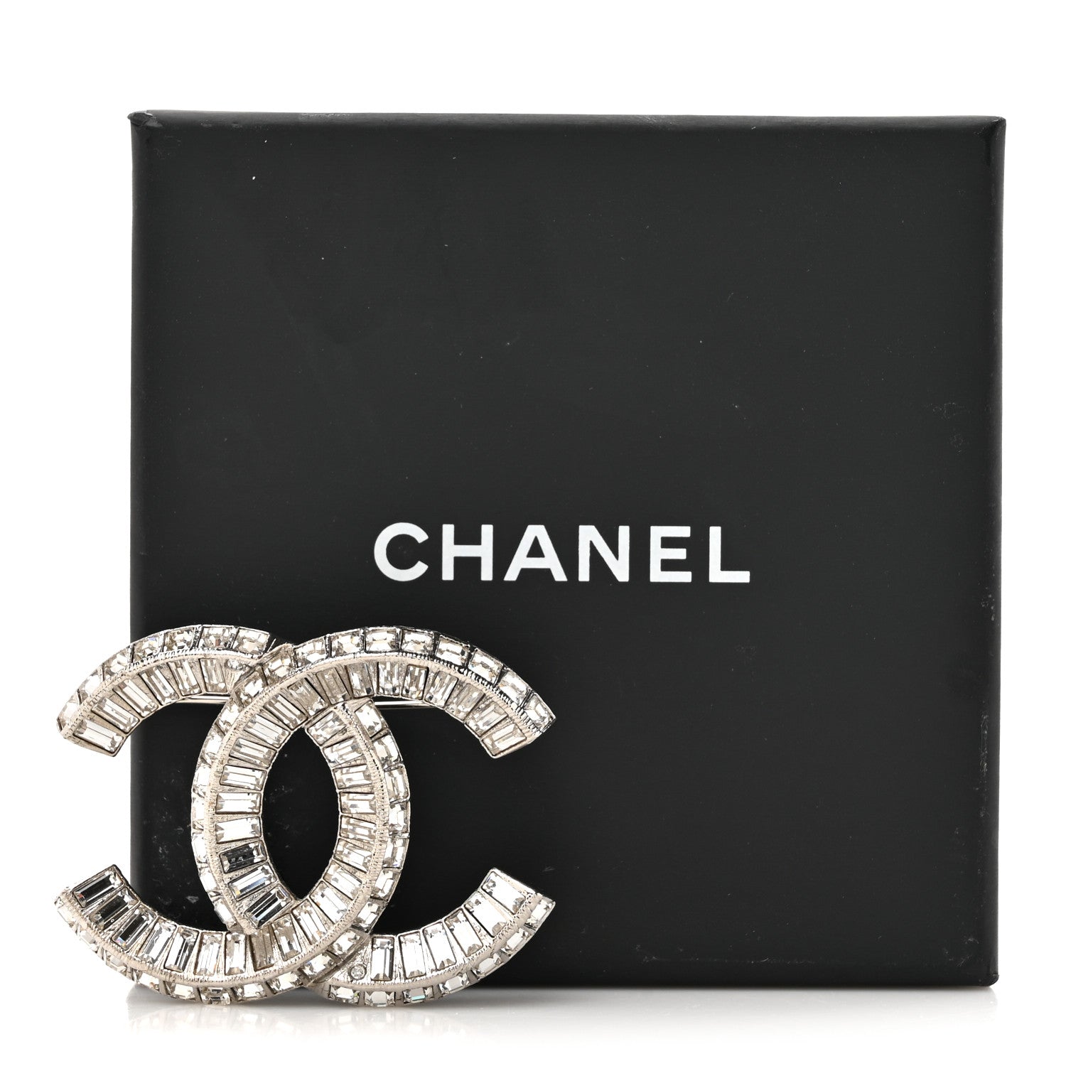 Chanel Baguette Crystal CC Brooch Silver 4 of 4