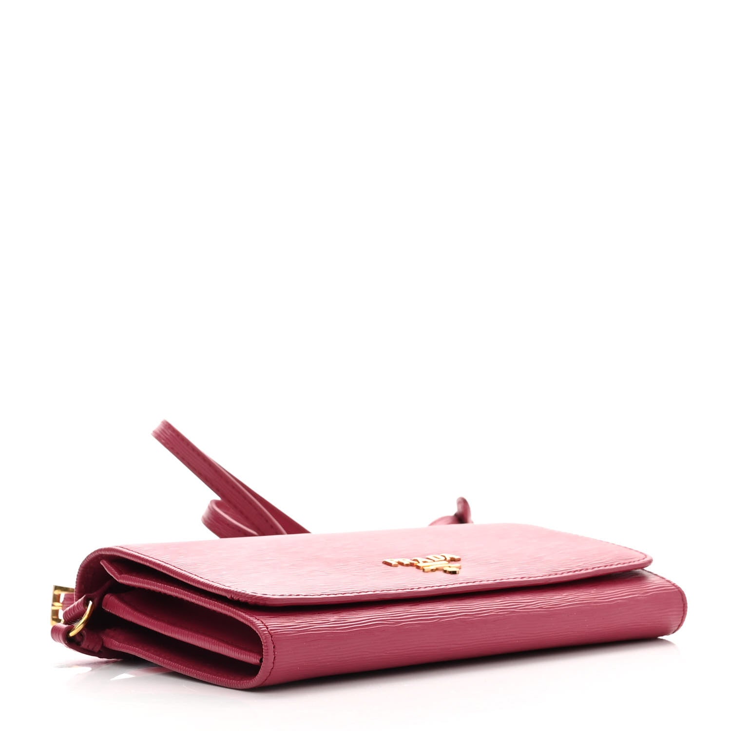 Prada Saffiano Metal Mini Crossbody Wallet Ibisco 4 of 10