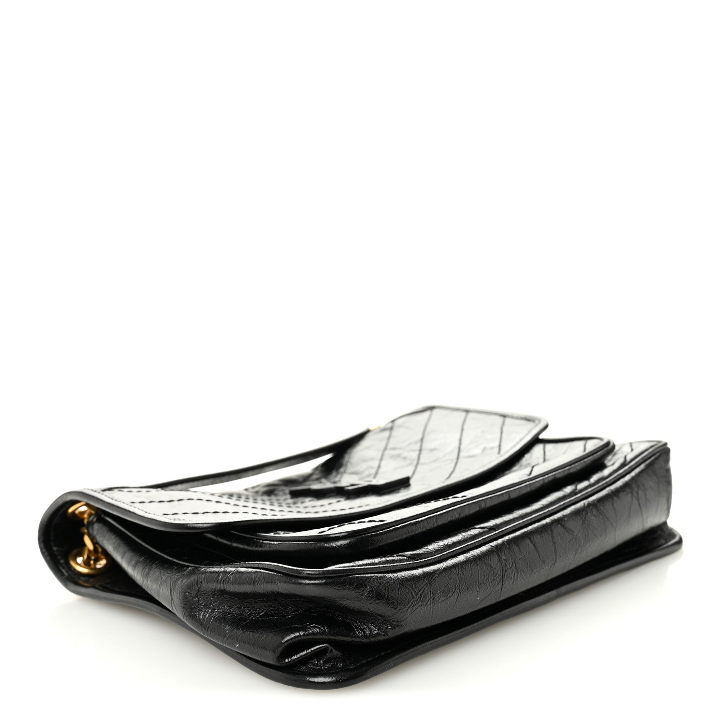 Saint Laurent Crinkled Calfskin Matelasse Monogram Medium Niki Chain Satchel Black 4 of 11
