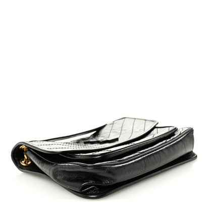 Saint Laurent Crinkled Calfskin Matelasse Monogram Medium Niki Chain Satchel Black 4 of 11