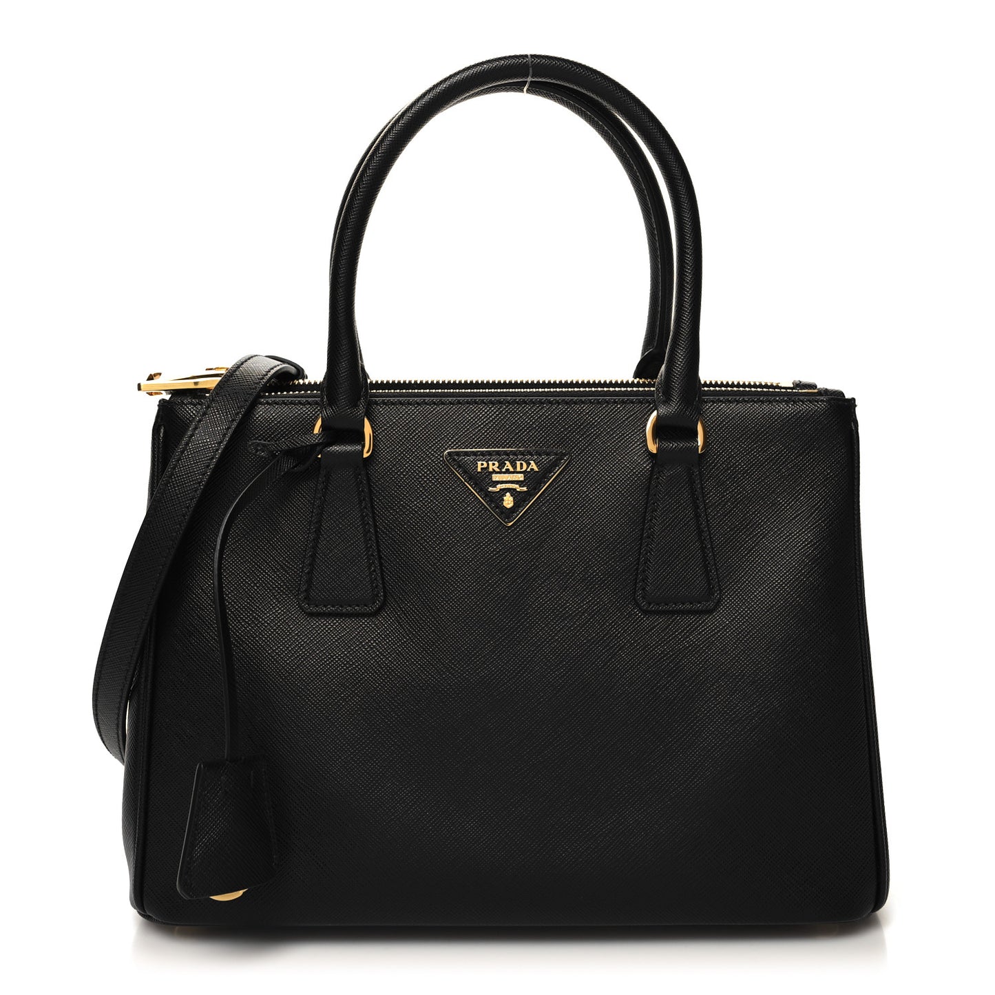Saffiano Small Galleria Double Zip Tote Black